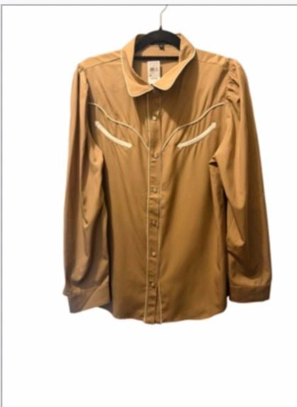 NWT Merigold Kiss Tan Long Sleeve Western Button-Up Shirt XL